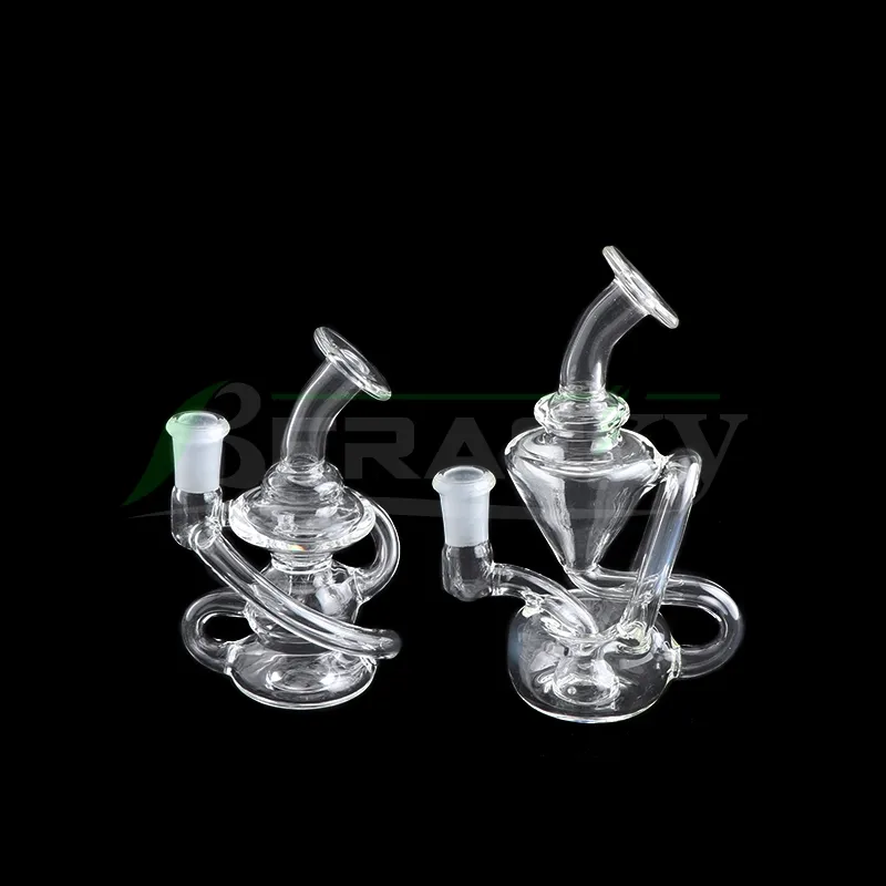 DHL !!! Beracky Clear Recycler Szklane Bongi Wody Dwa Style Grube Szklane Dab Rigs Rury Wodne Zlewki Bong Headiles Platform Na Dab Palenie