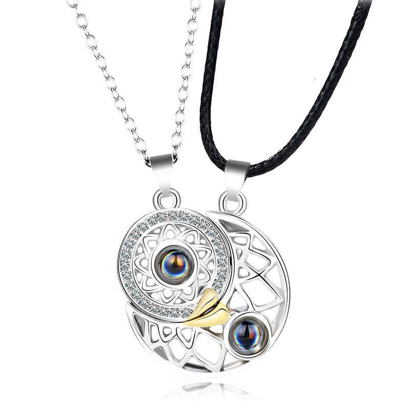 Collana in 100 lingue Ti amo, pendente con proiezione, memoria del sole e della luna, confessione, coppia, regalo di San Valentino