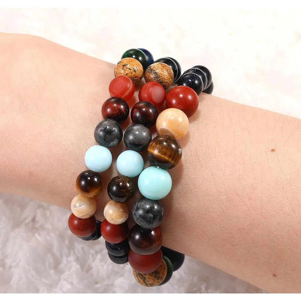 galaxy eight planets beaded bracelet men natural stone universe solar system yoga chakra bracelets for men women jewelry 2019