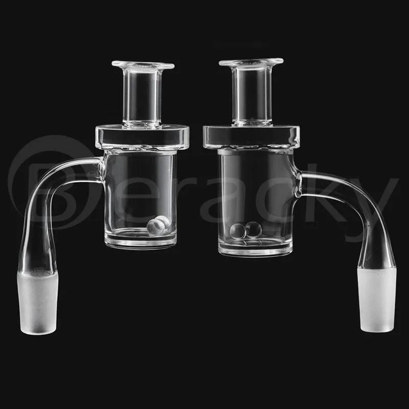 25mmOD Beveled Edge Quartz Banger 4mm Clear Bottom With Quartz Carb Caps & Terp Pearls 10mm 14mm 18mm Male Female For Dab Rigs
