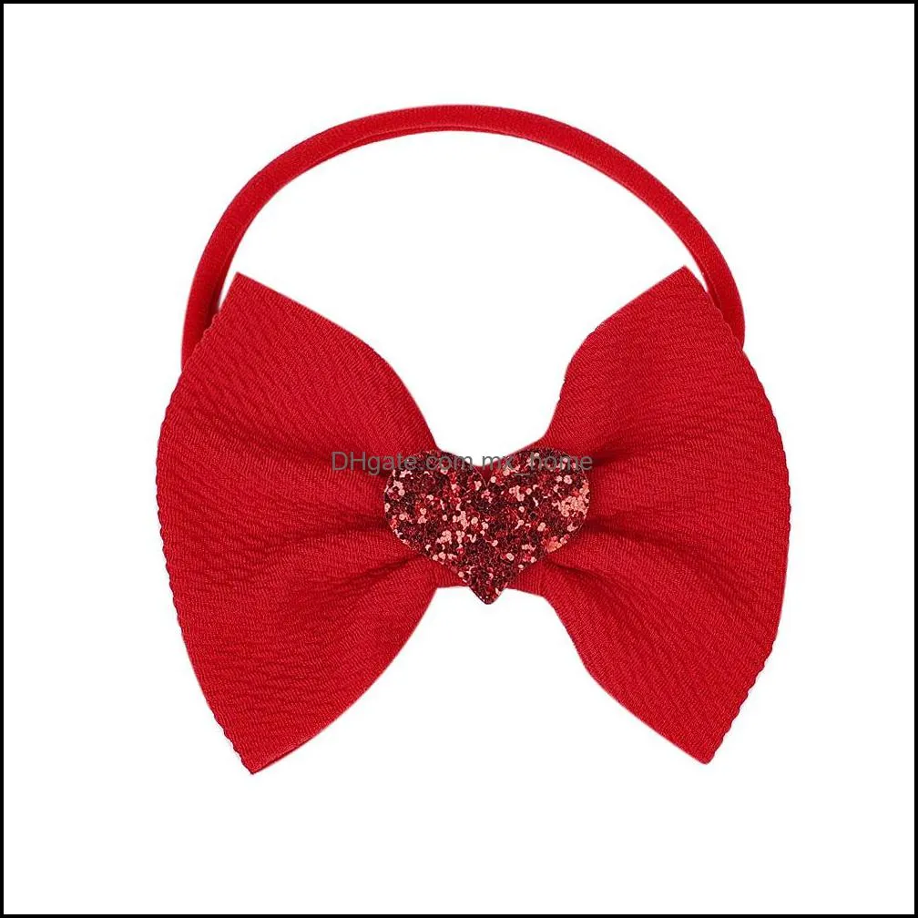 Baby Hair Accessories Valentine`s Day Girls Bow Hairbands Turban nylon Elasticity fashion Kids Hairbow Boutique bow-knot HairBand