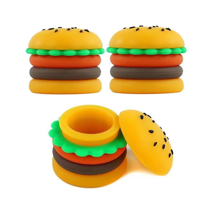 New Hamburger Silicone Jar Wax Oil Container Colorful 5 Ml Creative Portable Smoke Tabacoo Silicone Containers Wholesale