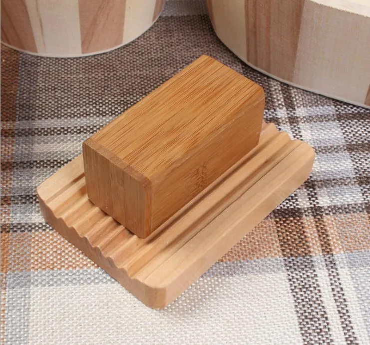 2021 Natural Bamboo Soap Dish Soap Tray Holder Storage Soap Rack Plate Box Container for Bath Shower Plate Bathroom