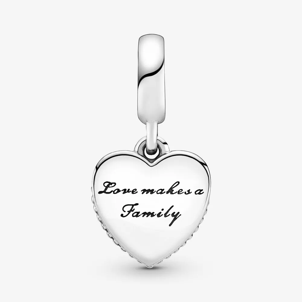 100% 925 Sterling Silver Love Makes A Family Heart Dingle Charms Fit Original European Charm Armband Smycken Tillbehör274Z