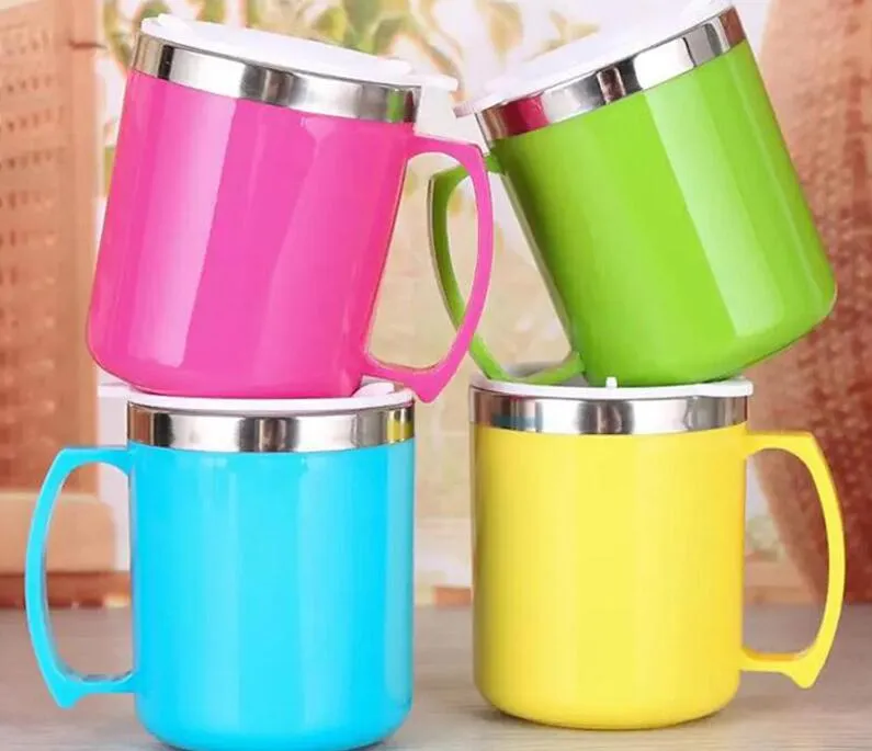 Office cups stainless steel doubleVacuum cup wine glasses Cup With Lid Stainless Wine Egg coffee mugs 4 Colors water bottle via dhl
