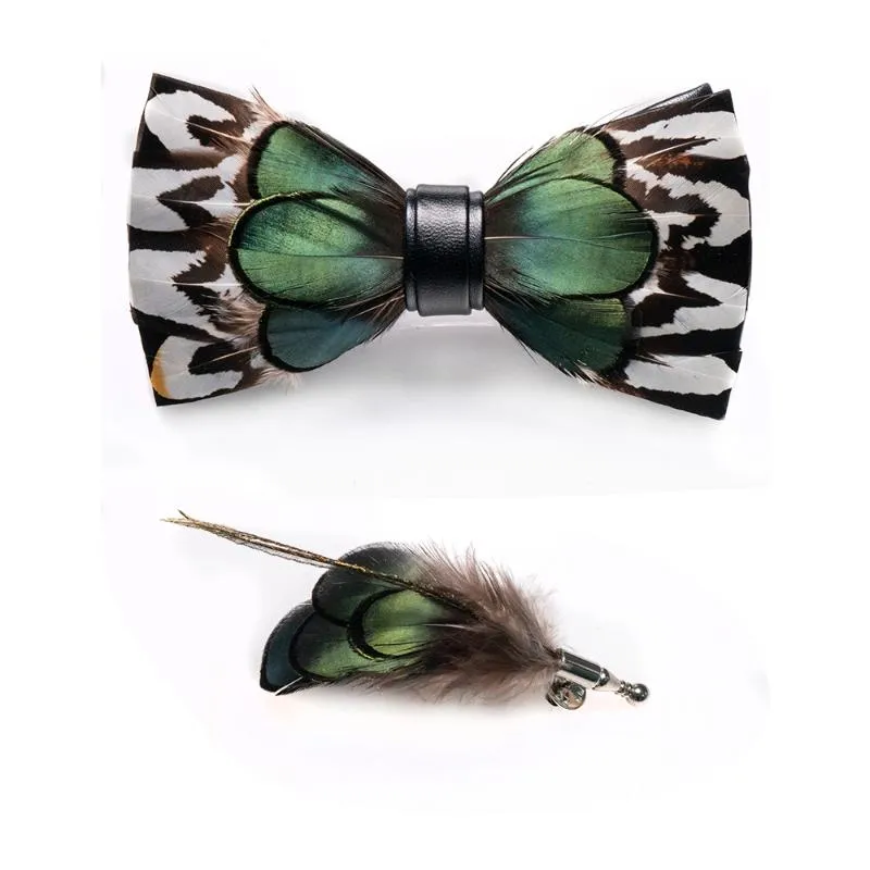 Noeuds papillon JEMYGINS 2021 Original Design Nouveauté Men039s Plume Cravate Vert Couture Coffret Cadeau Mariage Anniversaire317g8429184269C