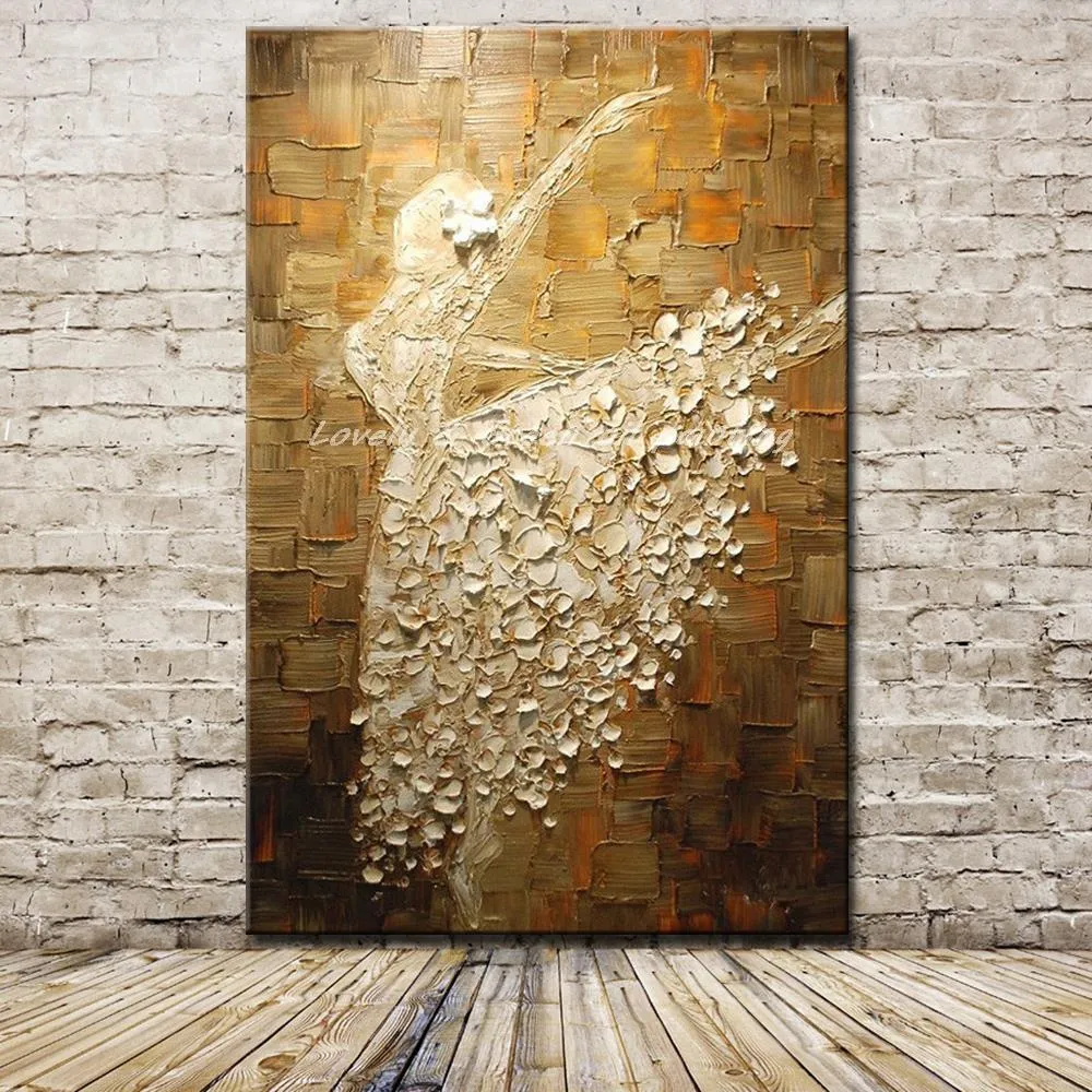 Immagine di una ballerina di danza classica dipinta a mano moderna astratta spatola pittura a olio su tela wall art per soggiorno decorazione della casa Y200102