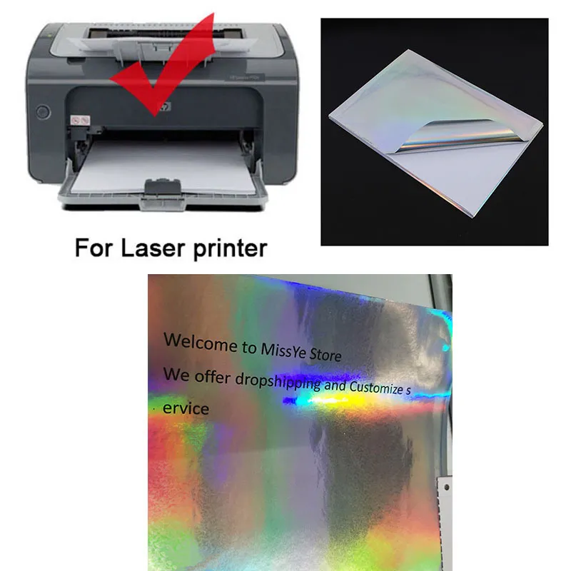 Feuille de papier autocollant hologramme A4 pour impression laser
