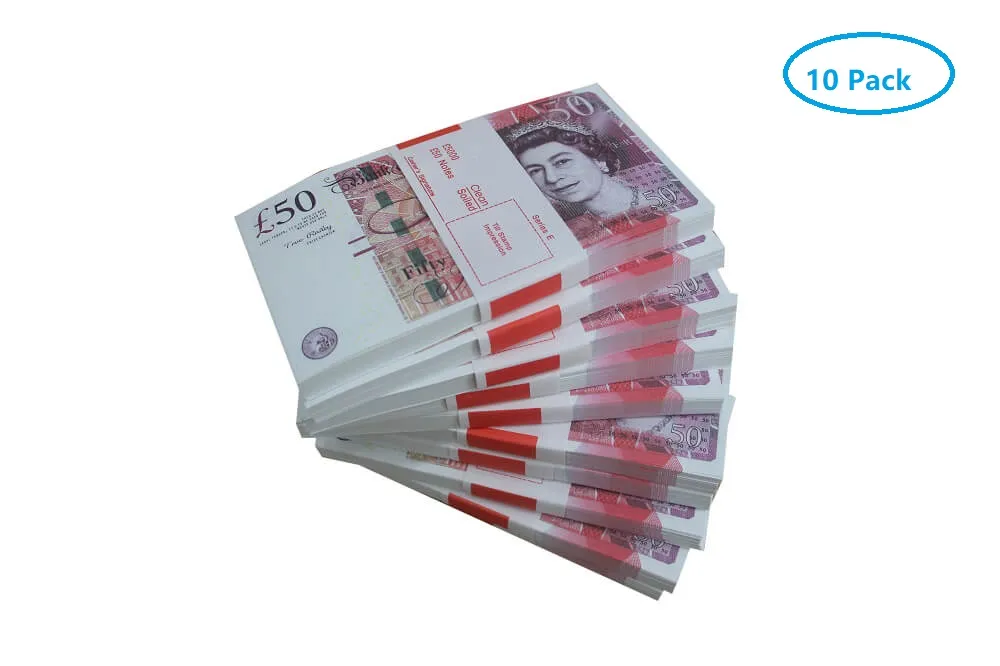 Copia denaro per gioco di scena Sterline inglesi 100 GBP 50 NOTE Cinghia extra per banca - Film P2782R2JWC03F