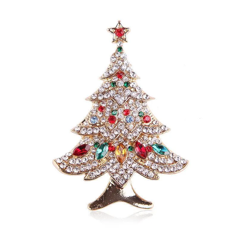 Gifts the Winter Tree Animal Pins for Women Rhinestones Christmas Brooches
