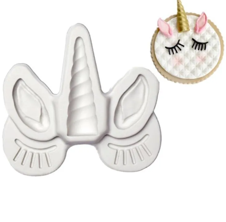 3D Cake Decorating Fondant Icing Silicone Mould - Unicorn Horn Ears Eyelash Baking Moulds SN2814