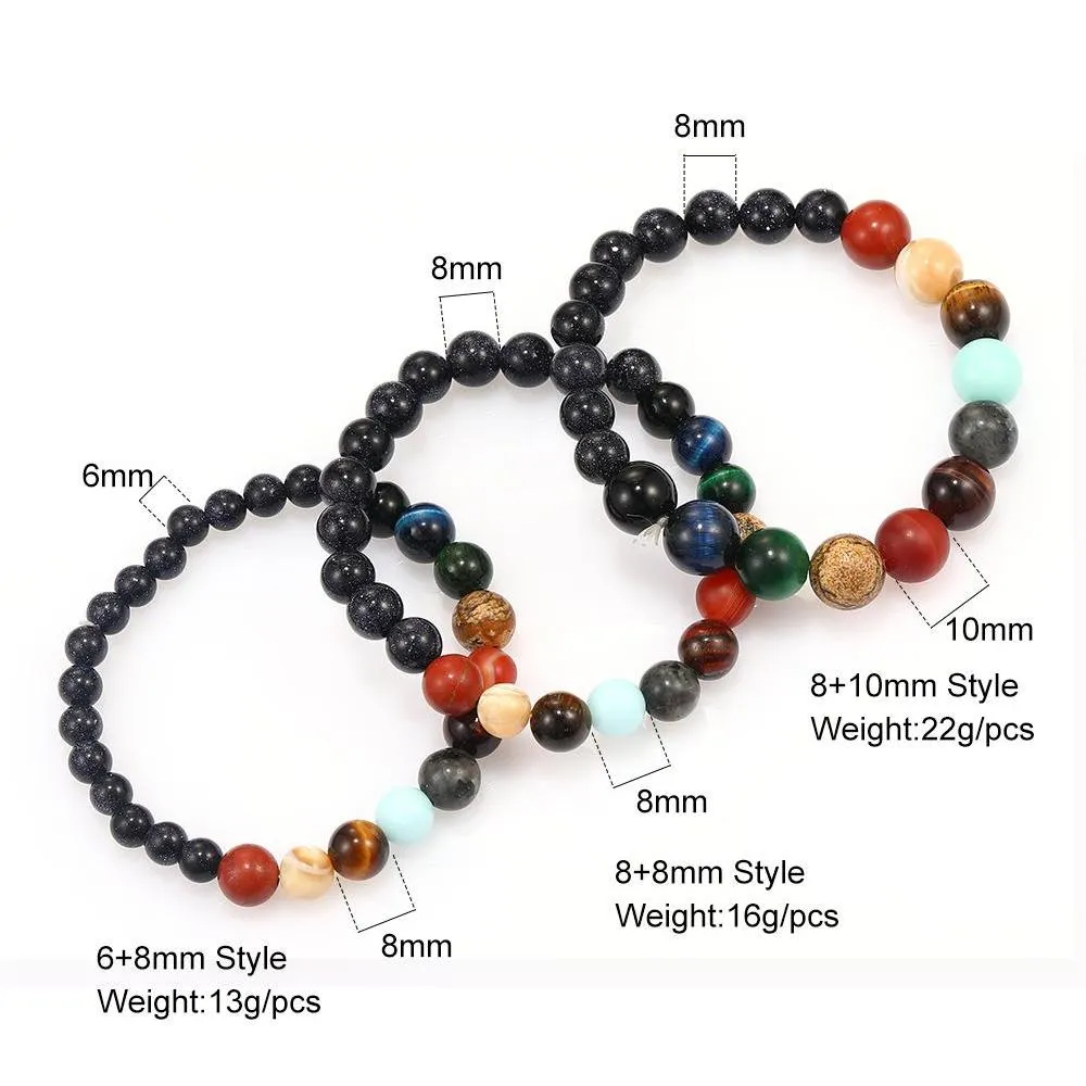 galaxy eight planets beaded bracelet men natural stone universe solar system yoga chakra bracelets for men women jewelry 2019