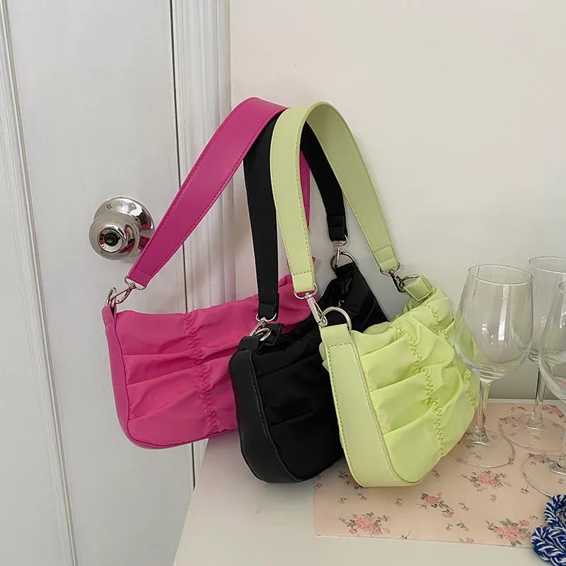 HPB Colori Fluorescenti Donne Hobos Baguette Borse Moda Signore Pieghettate Borse a Spalla Ascellare Raffreddare Ragazze Tote Borsa Della Frizione 4ER1