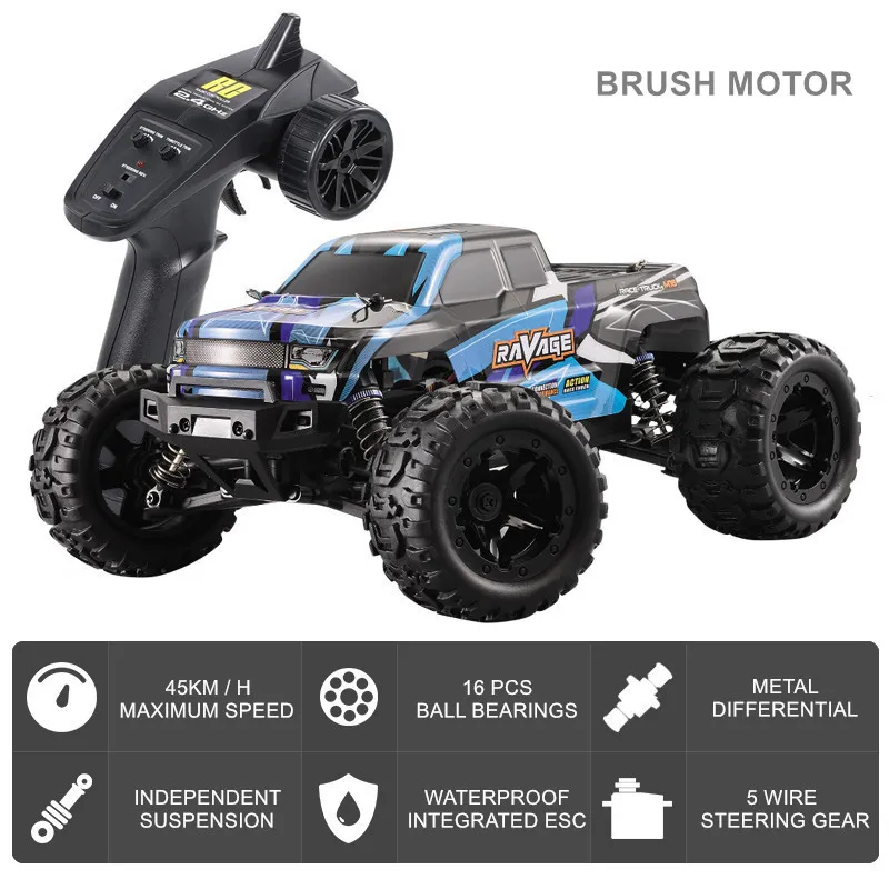 Brinquedos 1:16 RC CARRO 65KM / H Pinchless Controle Remoto Monstro Caminheira Off-Road Vehicle 4WD Rock Escalada Buggy Crianças Adultos Brinquedo