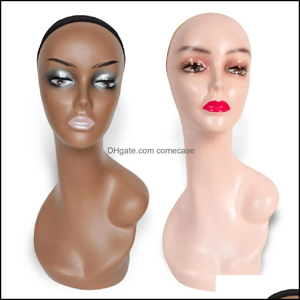 Female Head Model Manikin Mannequin Wig Scarf Glasses Hat Cap Display Stand Wig Stand Durable with Expression Lightw