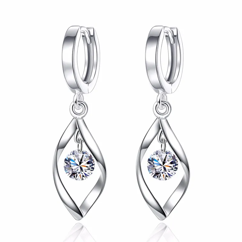 Lange kwastje oorbellen sieraden 925 sterling zilver roteren mode wilde zirkoon kristal voor vrouwen