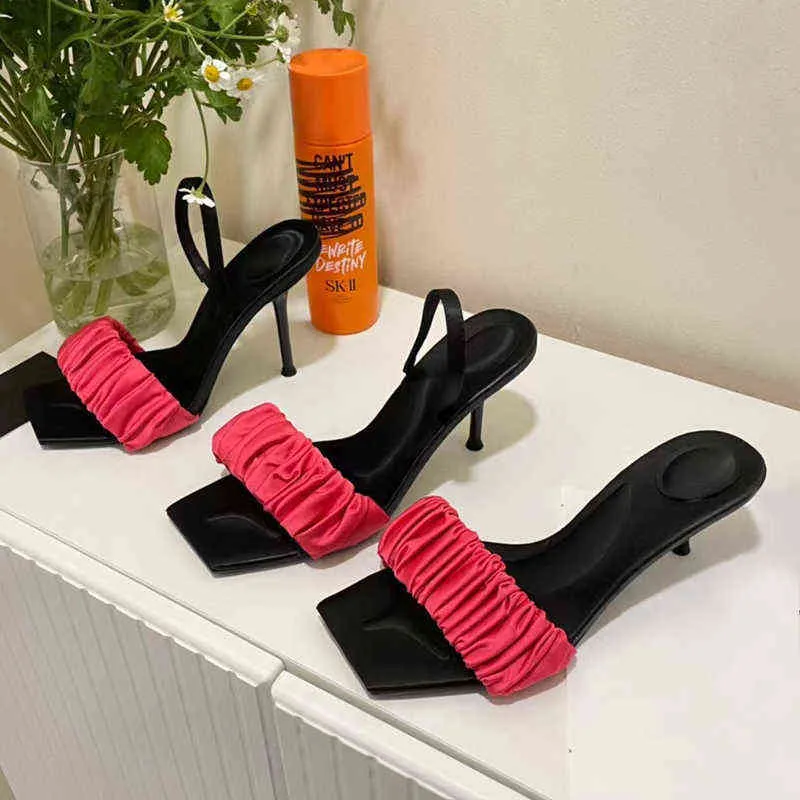 Sandels Ayak Bileği Kayışı Kadın Sandalet Yaz Moda Marka Ince Yüksek Topuklu Gladyatör Sandal Ayakkabı Dar Bant Parti Elbise Pompası 220303