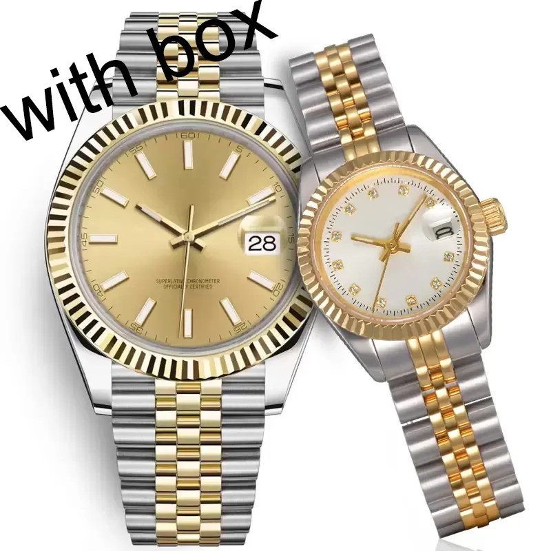 【 code: OCTEU06 】Mens Automatic Gold Mechanicaluhren Frauen Kleid Full Edelstahl Saphir Wasserdichte Leuchtende Paare Armbanduhren