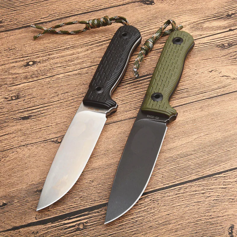 Promotie Outdoor Survival Rechte Mes D2 Stone Wash Drop Point Blade Volledige Tang G10 Handvat Met ABS K Schede