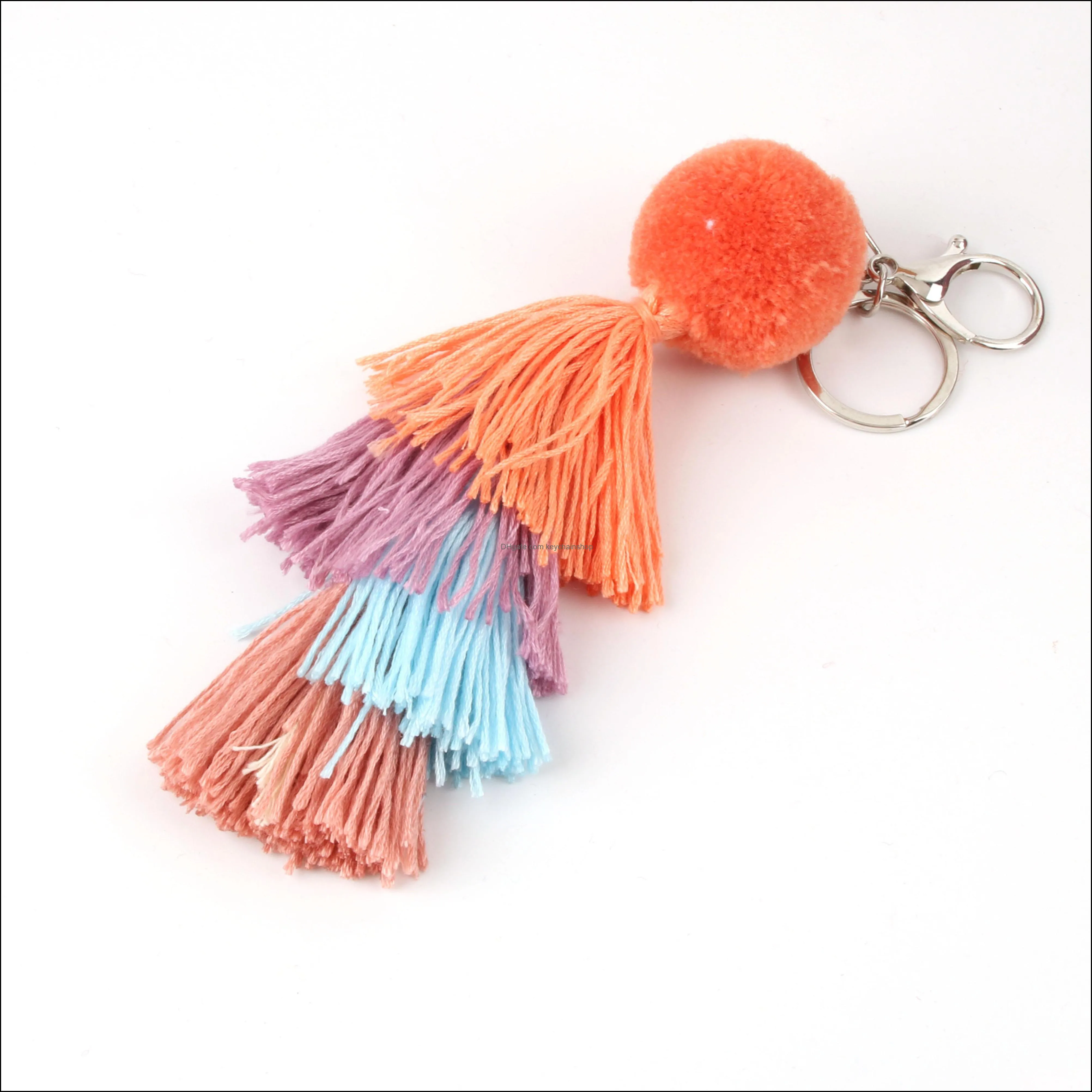 10pc1 Pc Bohemia Handmade Jewelry Pom Pom Bag Charms Summer Multicolor Ball Boho Tassel Keychains For Women Wallet Jewelry Party