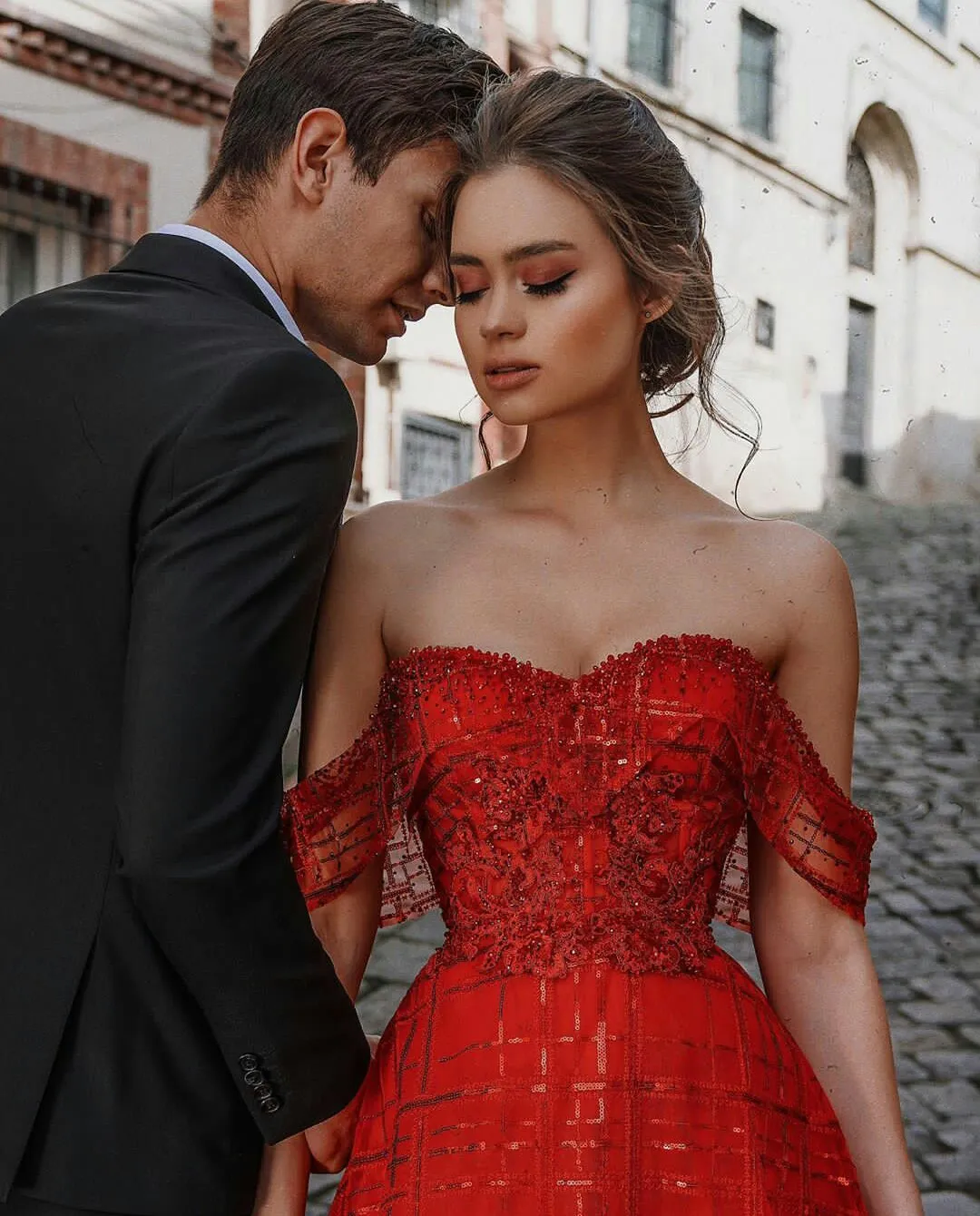 Blood red formal dress top