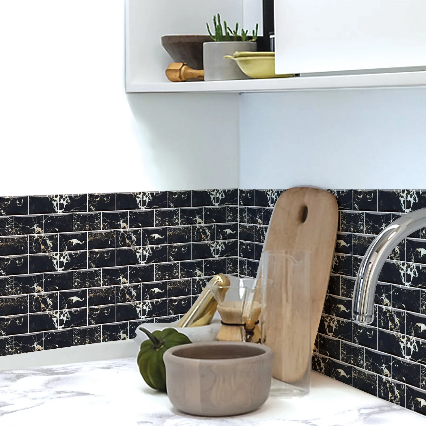 モザイクの壁紙ステッカーの自己接着タイルステッカーPVC 2D防水耐油性DIYの家の装飾キッチンバスルームのトイレのタイルの壁紙
