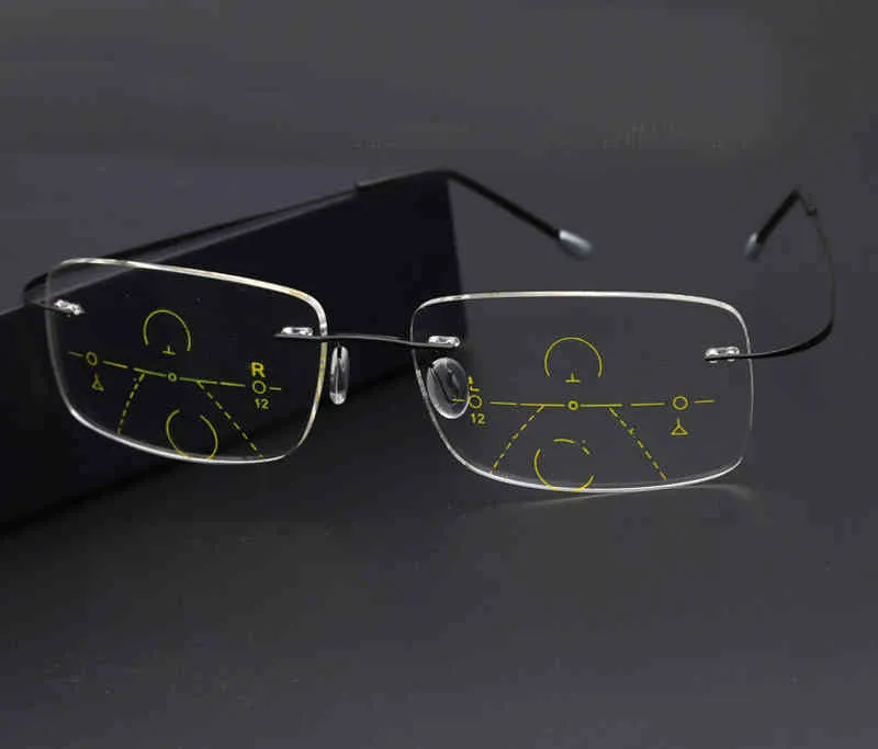 WEARKAPER Smart Progressive Multifocal Reading Glasses Automatic Zoom Near and Far Multifunction Rimless Glasses Bifocal Eyewear