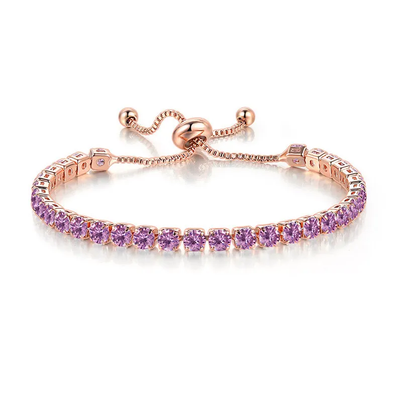 Bracelet à chaîne de tennis réglable Bijoux de pierres précieuses en cristal coloré pour femme cadeau