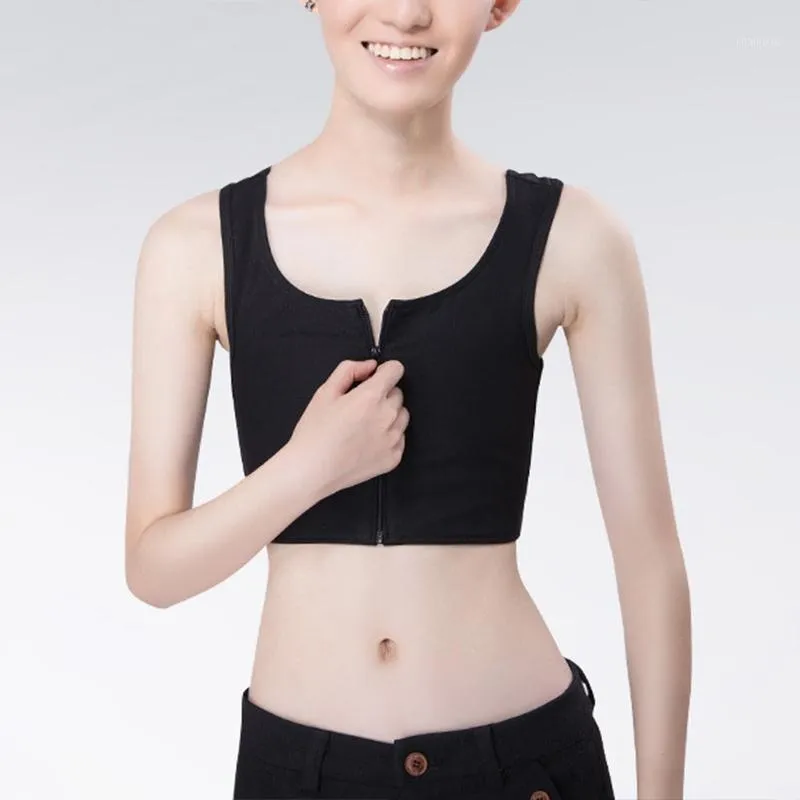 Breathable Lesbian Black Cropped Bustier Tank Top With Bandage And