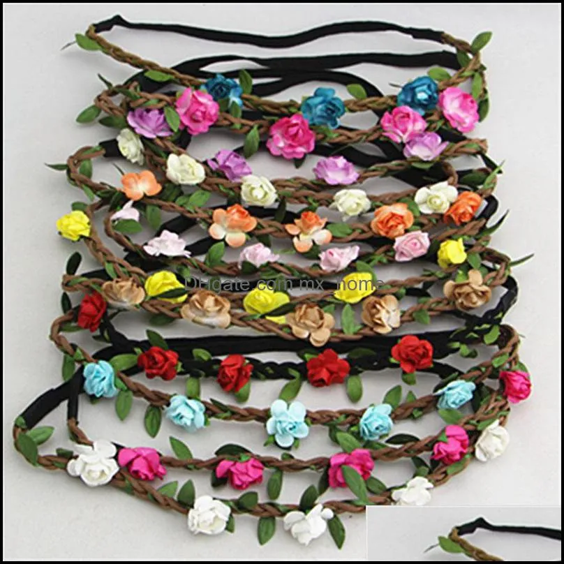 Accessoires de cheveux Bébé, Enfants Maternité Fleur Couronne Bandeau Couronne De Mariage Chapeaux Tresse Boho Fleurs Pour Filles Femmes Bébé Z4453 Drop Del