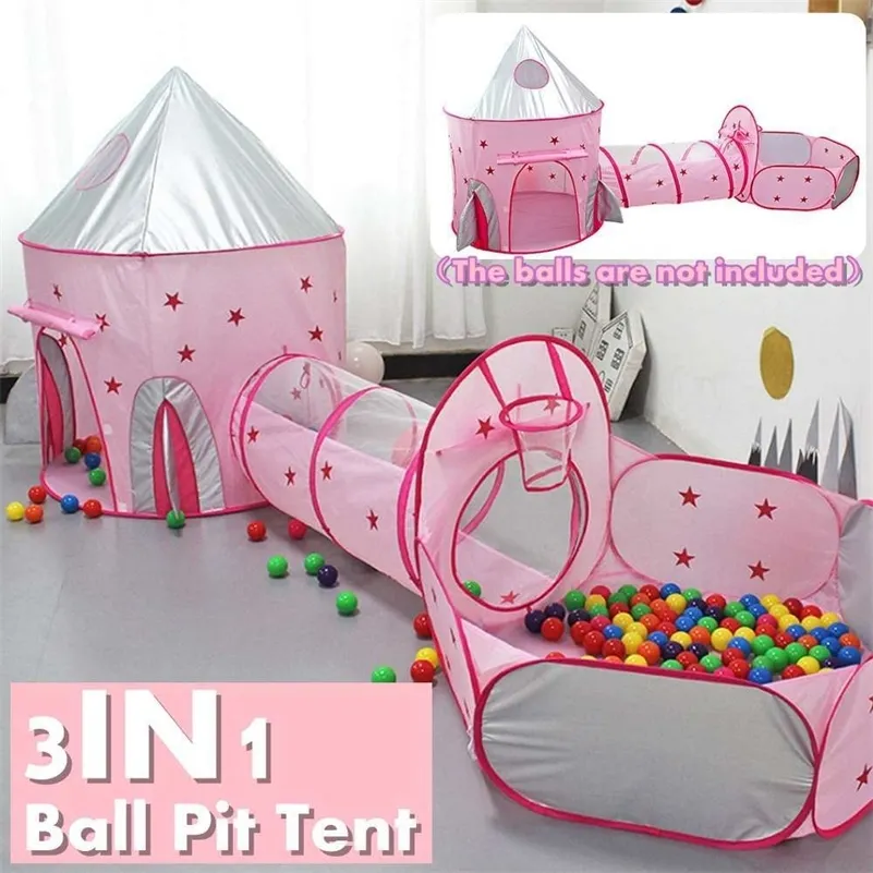 3 in 1 Tenten Outdoor Opblaasbare Balbad Kinderen Kinderen Bal Pit Indoor Play Tent Game House Ocean Pool Tunnel Speelgoed Verjaardagscadeau LJ200923