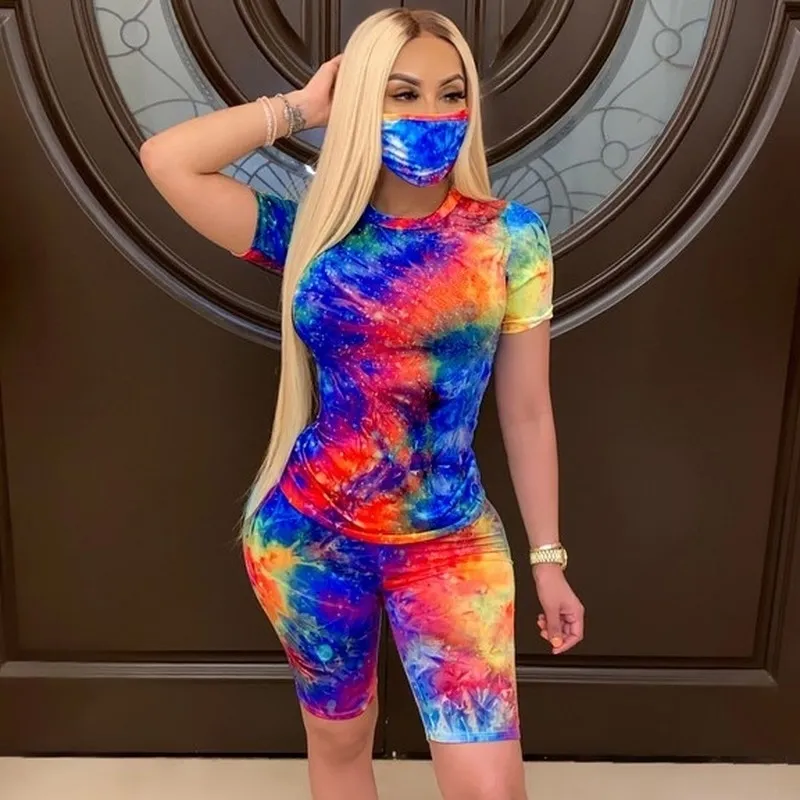 Save Big on Bulk Piece Summer Short Set Tie Dye Print Short Two Piece Set  Women Summer Clothes Top And Biker Shorts Sets Sportswear Casual Piece