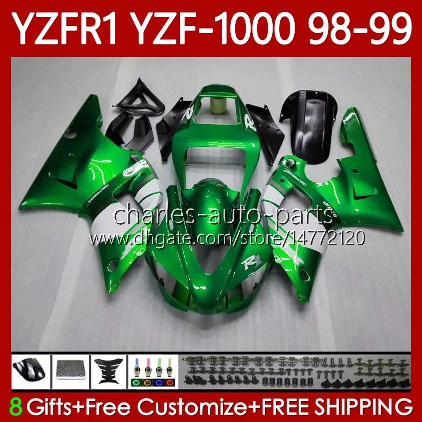 Kit corpo OEM per YAMAHA YZF-1000 YZF-R1 YZF 1000 CC R 1 1998 1999 2000 2001 Carrozzeria verde metallo 82No.116 YZF R1 1000CC 98-01 YZF1000 YZFR1 98 99 00 01 Carenatura moto