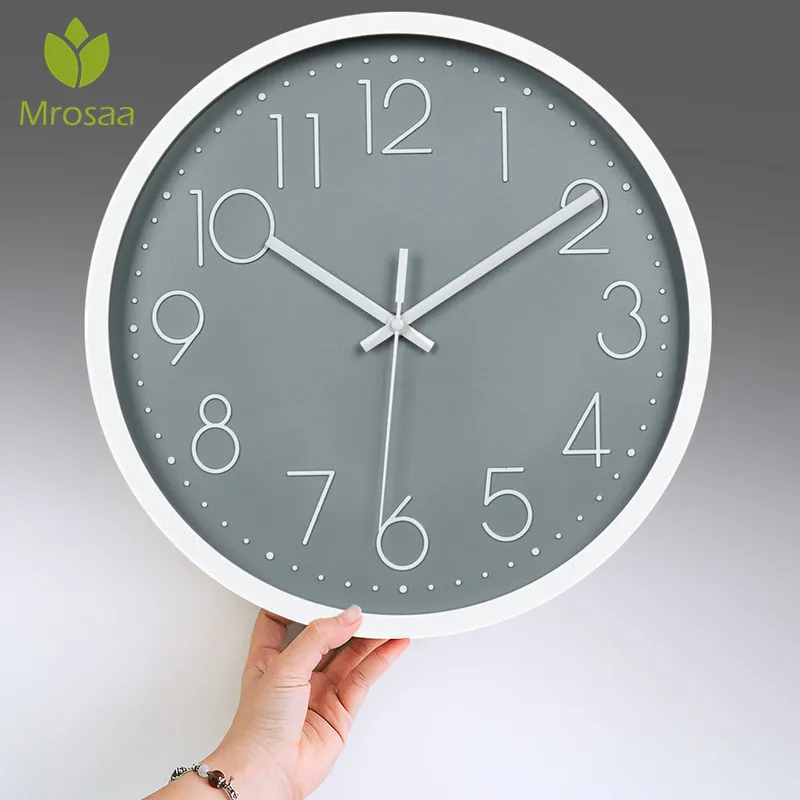 Plastic Circular 30cm Nordic Simple Silent Quartz Wall Clock Quiet Sweeping Movement No-ticking Home Art Decor Y200109