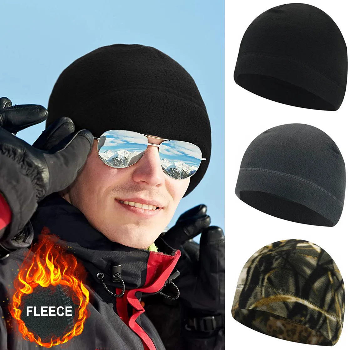 Fleece män vinter varma mössor utomhus sportskidåkning cykel cap unisex beanie cap vindtät motorcykel cykel hatt mössor