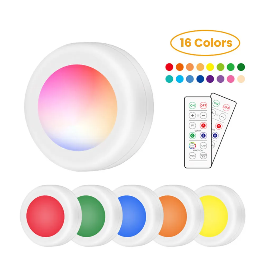 16 luci LED a incasso a LED a colori Lampada per armadietto Sensore tattile dimmerabile colorato Luce notturna Telecomando Festone SPOT LIGHT senza fili