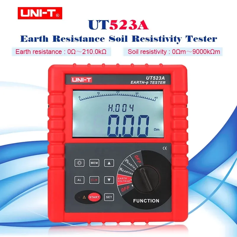 UNI-T UT523Aデジタル2/3/4ポールアースグラウンド抵抗電圧土壌抵抗テスターメーターRS232オームメーターマルチメーター