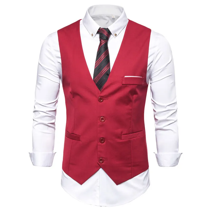 Men's 6XL Sleeveless Dress mens Formal vest Waistcoat in Black, Blue, and Red - Perfect for Business Casual and Formal Occasions