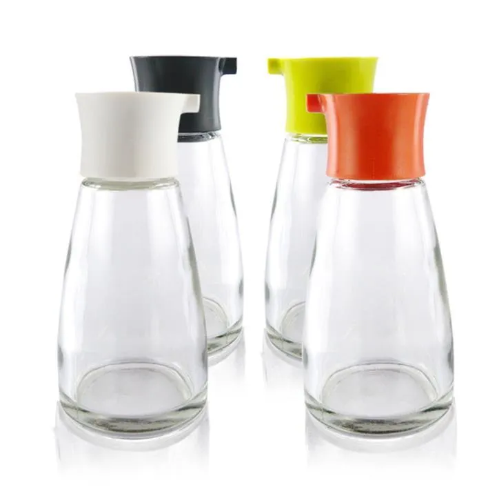 Kitchen Tools Dripless Glass Soy Sauce Dispenser Pot Cooking Utensils Controllable Leakproof Olive Oil Vinegar Cruet Bottle with Green White Black Cap SN4337