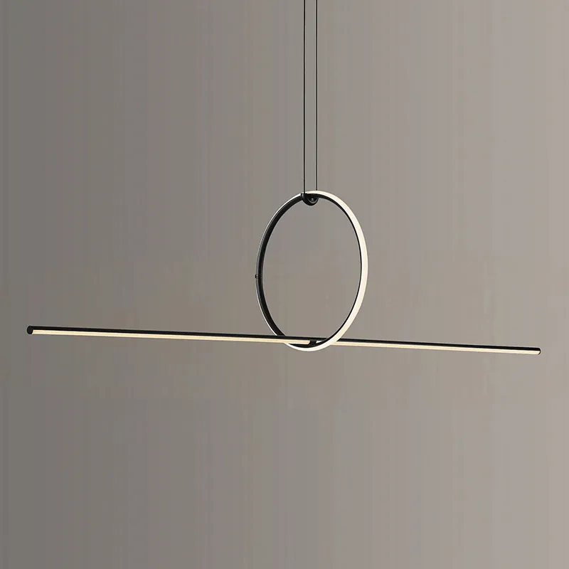 Geometrisk flosarrangemang ljus minimalistisk cirkel ring pendell ljus ledning hängande lampa retro lampara svart cirkelbelysning