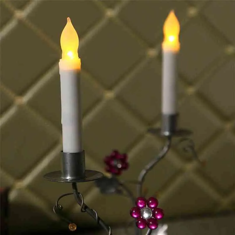 4 pièces bougie décorative sans flamme à piles, en plastique un ensemble de bougies, bougie à lumière jaune scintillante led, sans batterie H1222