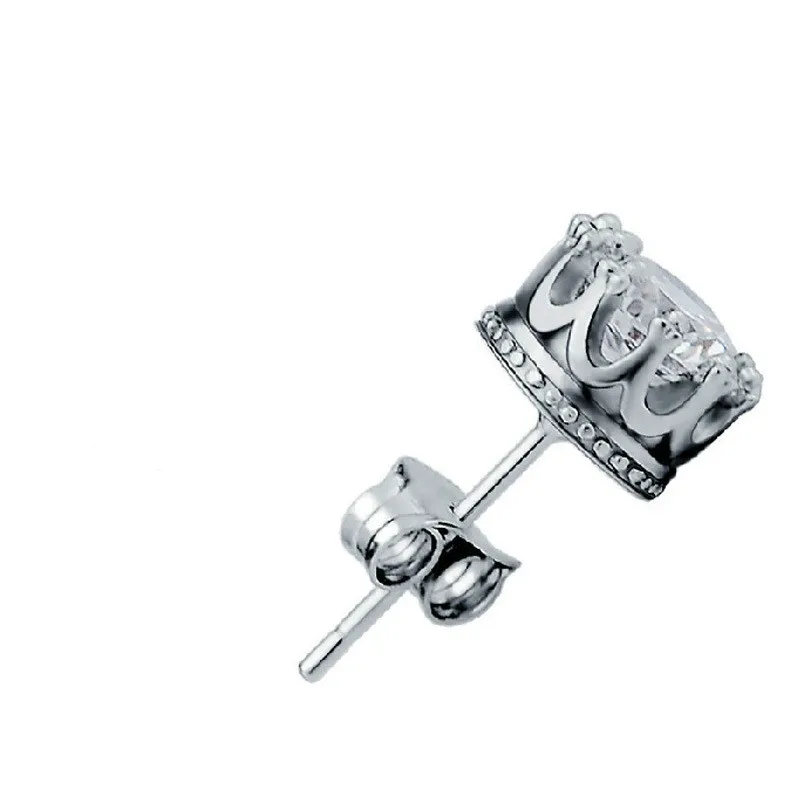 Cubic Zirconia Crown Stud Örhängen Mode Kvinnor Silver Diamant Örhängen Bröllop Öron Ring Mode Smycken Kommer och Sandy Ny