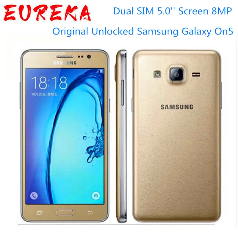 Unlocked Samsung Galaxy On5 G5500 4G LTE الروبوت الهاتف المحمول المزدوج سيم 5.0 '' شاشة 8MP رباعية النواة