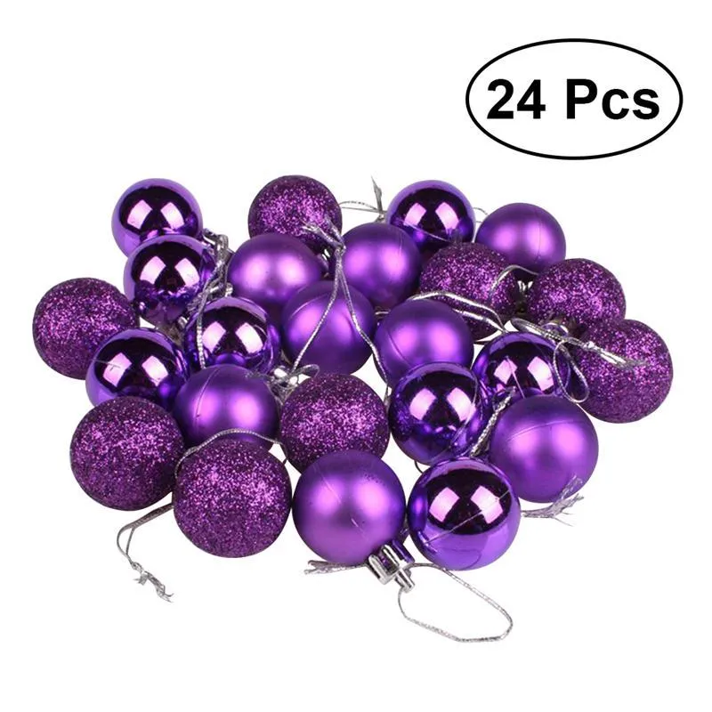 Decoração de festa 24 pcs Natal roxo bola ornamentos árvore decorações para casamento de férias