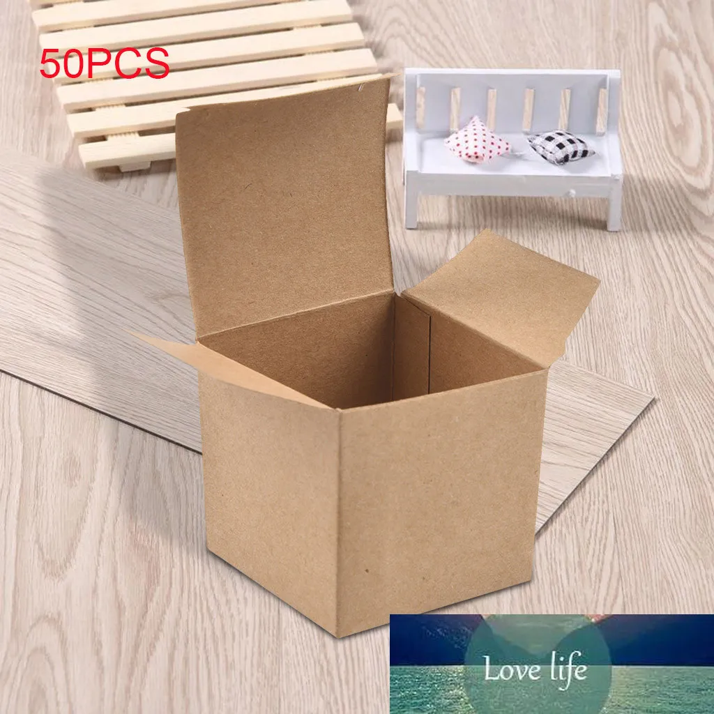 50 pcs / lot blanc kraft papier boîte emballage petit carton coffret de savon à la main pour bijoux de mariage boîte de bonbons de bijoux pliants # yl5