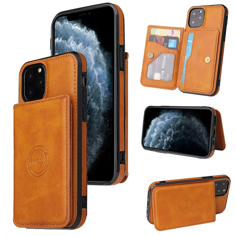 The mobile phone case is suitable for iP 12 multi-function card holster XS/MAX leather phone case 7P/XR protective cover