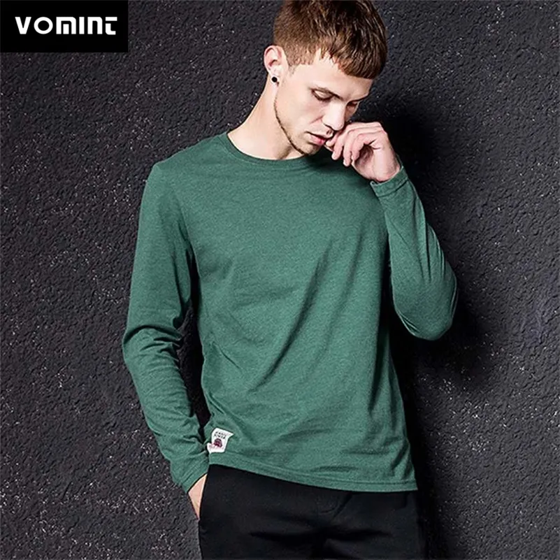 Vomint Solid Kolor T-shirt Mężczyznowy kolor Kolor ARN Wash T-shirt Męski jesienna zima T-shirt Bawełny długi rękaw 220224