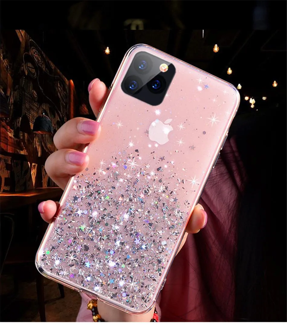 Glitter Sequins designers phone cases iphone 12 pro max phone cases soft silicone for cover iphone 12 case 11 x xr xs max 8 coque iphone 11