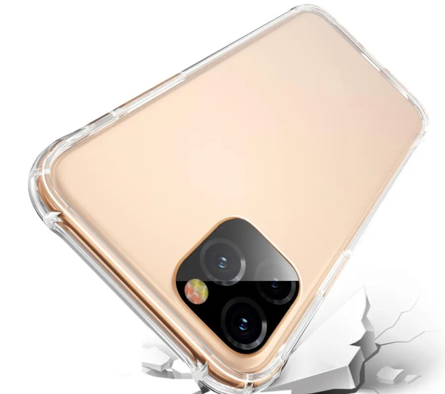 Transparent telefonfodral för iPhone 14 13 12 mini pro max Samsung S20 TPU Skyddande stötsäker genomskinligt fodralskydd