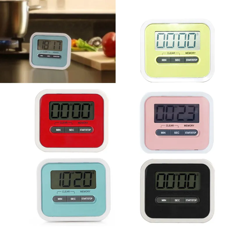 Dijital Mutfak Pişirme Zamanlayıcı Sayımı Down Up LCD Ekran Zamanlayıcıları 7026 Güçlü Mıknatıs Ile Saat Alarmı Standı Klip Noel Hediyesi Pişirme için Pişirme Spor Oyunları Ofis